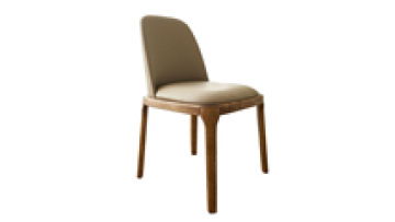 Solid wood dining chair modern minimalist restaurant hotel chair log walnut color light luxury soft bag back chair1