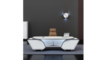 Modern Luxury Hot Sell Modeling Glossy White L-shape LED Multi-function Office Furniture CEO Desk Manager Desk President Desk1