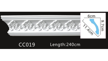 Elegant PU Carved Cornice Mouldings for Stylish Interior Design CC019