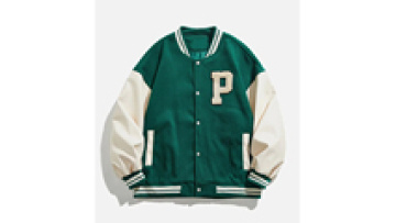 Custom Embroidered Logo Bomber Jackets Knitted Fabric Heavyweight Baseball Varsity Jacket Men1
