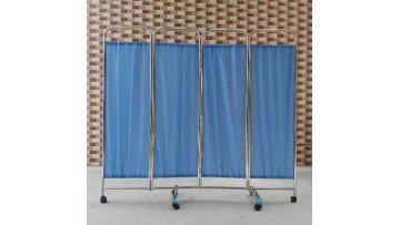 Cheap Foldable Hospital Bedside Stainless Steel Ward Curtain Portable Clinic 4 fold Sections Metal Medical Screen with wheel1
