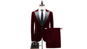 Wholesale custom classic fashion suits velvet fabric 2 piece man suit for wedding1