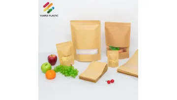 Custom Printed Biodegradable Zip Lock Stand up Packaging Pouch Zipper Waterproof Kraft Paper Bag with Window for Coffee Bean, Tea, Pet Food1