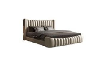 Light luxury leather bed modern minimalist double bed Italian minimalist 2023 master bedroom luxury high-end wedding bed new1