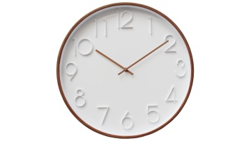 Minimalist Wood-Tone Round Clock: Cream Dial with 3D Arabic Numbers