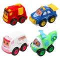4pcs Cartoon Inertia car Vehicle Helicopter Rescue team Toys For Children kids baby friction toys Models Birthday Gift
