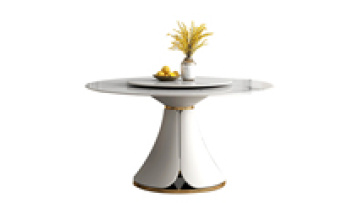 Modern style Italy design dining room furniture shape marble sintered stone top leather base turn round table1
