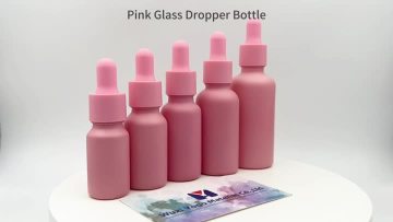 Pink glass dropper bottle