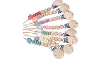 Wholesale Infant Pacifier Hold Wood Silicone Baby Dummy Pacifiers Clip1