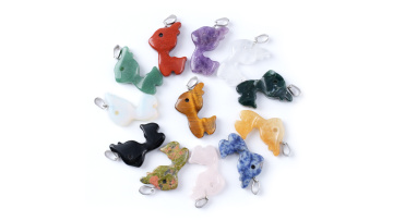 Handmade Craved 32MM Fawn & Deerlet Stone Pendant SP1957S (1)