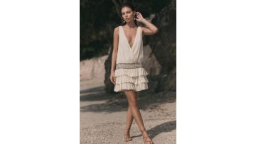 Waist Beaded Ruffle Dress