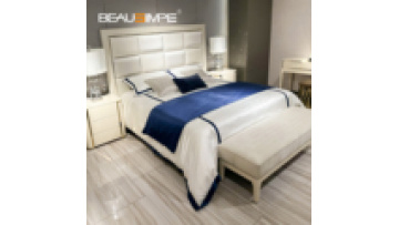 Soft fabric Italian high box bed luxury master bedroom furniture set high end King bed with big headboard storage bed1
