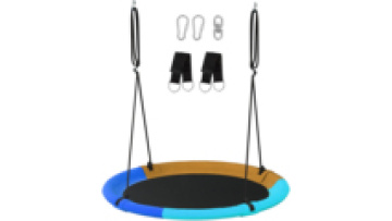 Saucer Tree Swing for Kids, 90cm Outdoor Swing Sets for Backyard, Round Flying Swing Seat with 2 Hanging Straps1