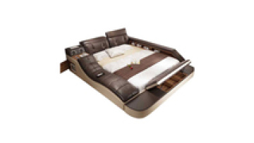 Smart bed multifunctional leather bed smart speaker music safety box USB interface bedroom furniture with massage function1