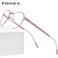 FONEX Alloy Glasses Frame Women 2020 New Round Optical Myopia Prescription Eyeglasses Frames Men Korean Screwless Eyewear 994