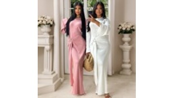 2024 Popular Muslim Ethnic Clothing Fashion Women Elegant Dress Robe Abaya Comfortable Soft Solid Color Abaya1