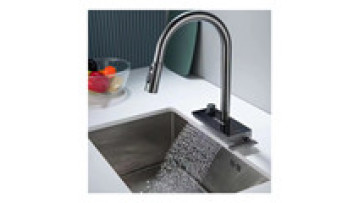 Smart Copper Waterfall Kitchen Faucet with Digital Display and Electrogenerating Revolving Feature1