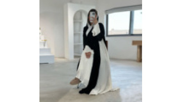 Arab Dubai Casual Open Kimono Long Sleeve Pleated Stand Collar Abayas Moroccan Saudi Kaftan Clothing Turkish African Kebaya1