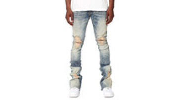 Custom Vintage Stacked Denim Pants Wholesale Custom Slim Fit Prints Ripped Stacked Jeans Men Flare1