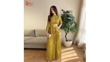 Middle East Dress Pleated Abaya Latest Design 2 Pieces Set Abaya Comfortable Fabric Dubai Women Muslim Dresses1