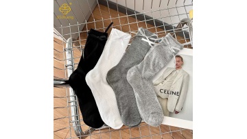 Summer thin bow mid tube socks JK college style pile socks