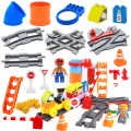 Building Blocks Busy train transport track site Compatible with Duploed Parts Accessories Toys For Children kids Christmas gift