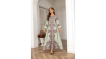 Dubai Turkey Arab Oman Elegant Abaya for Women Flower Printed Beading Islamic Clothing Muslim Dresses Abaya Dress1