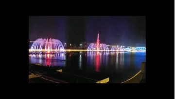 lake fountain with high spray