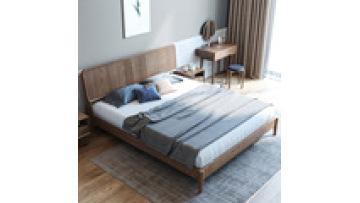 Nordic solid wood bed 1.8m double bed modern minimalist master bedroom 1.5 single bed luxury bedroom furniture1