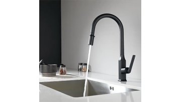 Black Pull Down Sprayer Copper Kitchen Faucets with Spray Hot Cold Water Mixer Single Handle Single Hole with Deck Plate Modern1