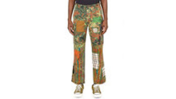 Custom Casual Men's Flared Jogging Pants Patchwork Graffiti Cotton Elastic Waist Tie-dye Sports Library1