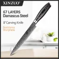 XINZUO 8" Cleaver Knife Chinese Damascus Stainless Steel Kitchen Knife Multi Cooking Tools Meat Sashimi Knives Pakka Wood Handle