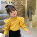 Spring Autumn girls sweater baby knitwear kids knitted tops children fashion clothes streetwear ins puff sleeve patch 1 to 8 yrs