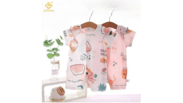 Cute cartoon printed baby short sleeved jumpsuit