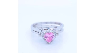 New Product FashionableHeart Shape Adjustable Reversible  Flip Ring Rhodium Plated Pure S925 Silver double ring rotating Diamond1