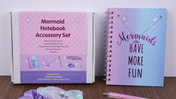 Glitter Mermaid Hardcover Cover Wholesale Custom Printed Cute A5 Spiral Diary Journal Notebooks for Girls Kids Students Gift Set1