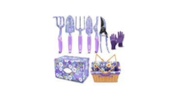 43 pcs Garden Tools Set kit with Basket Floral Gardening Hand Tools set purple gardening tools and equipment1