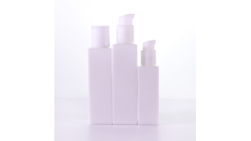 Opal white square shape glass bottle with pump 
