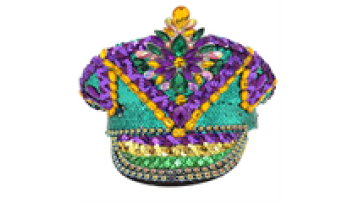 HLC Deluxe Sequin Studded Rhinestone Captain's Hat for Mardi Gras and Festivals1