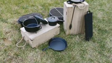 7 Pieces Cast Iron Camping Cookware Set Outdoor Campfire Cookware1