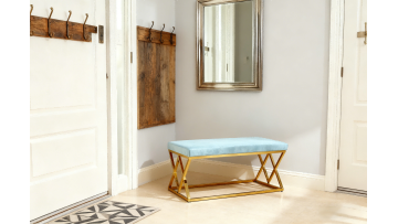 TL-AB09G Modern Velvet Bench with Stylish Gold Legs