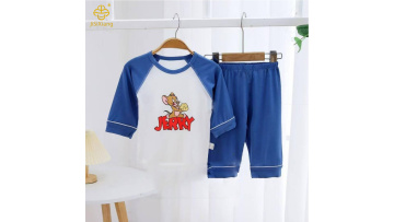 Cartoon Printed Baby Color blocked Home Clothes