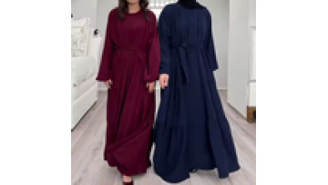 UNI Wholesale Abaya 2025 Modest Abaya Women Muslim Dress Cardigan and Inner Dress 2 Piece Abaya Set Islamic Clothing1
