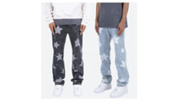 Fashion Boy Friend Denim Jeans Factory Loose Heart Printed Trousers for Men1