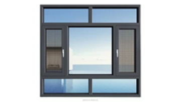 Aluminum Frame Casement Window with Mosquito Net and Security Grills1