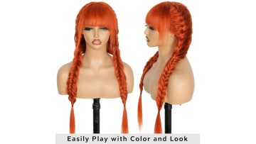 Ginger Orange Wig with Bangs Human Hair 2x4 HD Lac