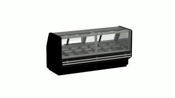 Square glass heated cabinet