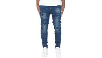 Custom Logo Ripped Jeans Embroidered Patches Stretch Skinny Denim Pants Slim Fit Distressed Skinny Men Jeans Pants1