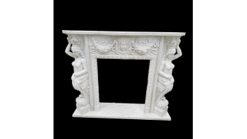 Elegant Neoclassical Marble Fireplace with Floral Design for Grand Living Spaces