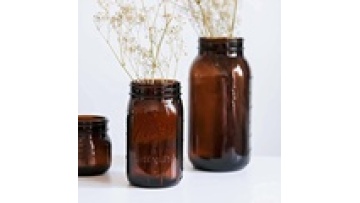 Amber Glass Mason Jar Wide Mouth Mason Bottle Honey Bottle Jar1